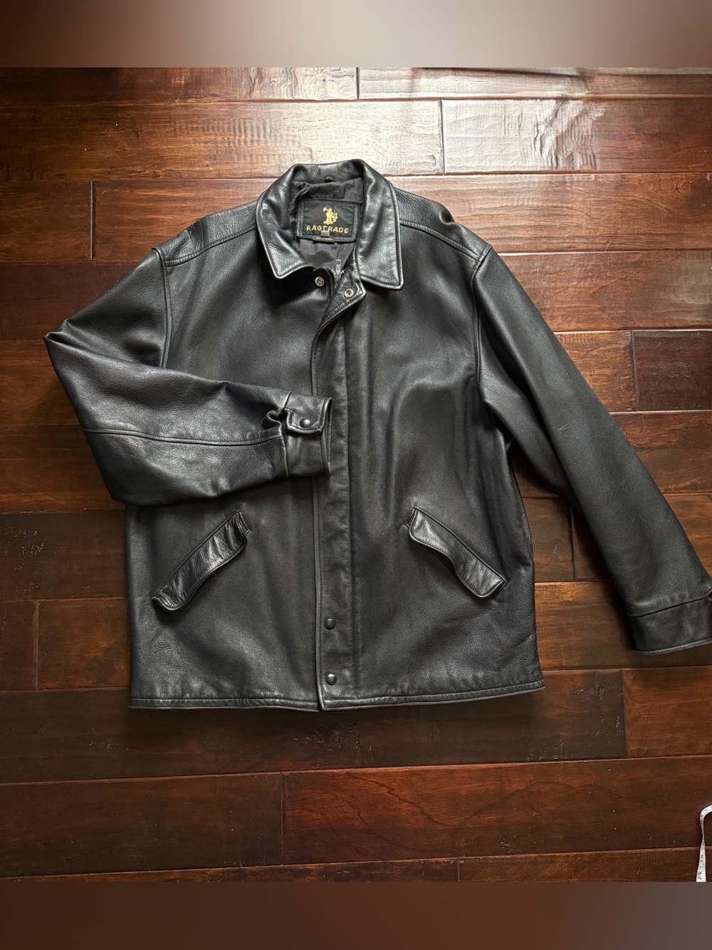 Vintage Ragtrade Black Leather Jacket Made in Vancouver Canada L/40